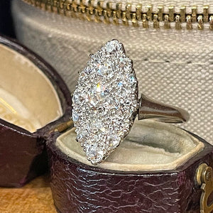 Antique Edwardian Diamond Marquise Ring Platinum