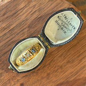 Edwardian 18k Gold Sapphire Diamond RIng Hallmarked 1907