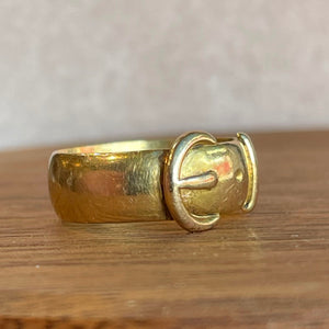 Antique Victorian 15k Gold Buckle Ring Band