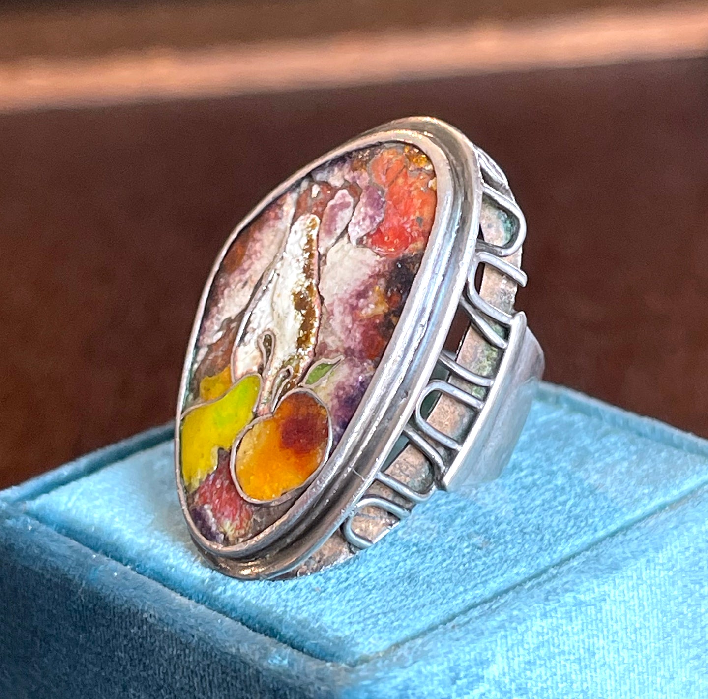 Enamel Still Life Silver Ring - Victoria Sterling