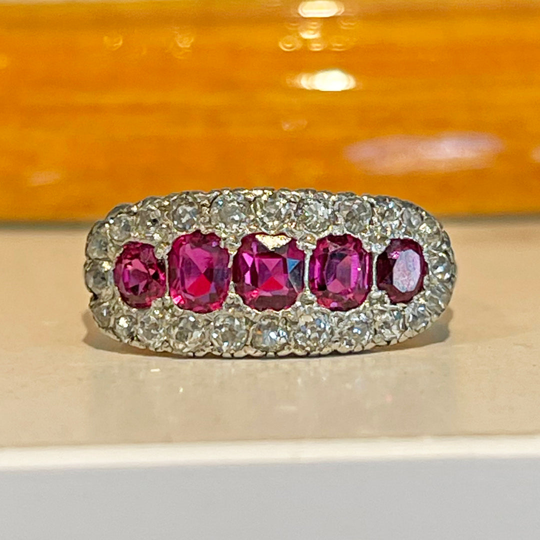 Edwardian Platinum Ruby Diamond Ring