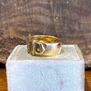 Antique 18k Gold Diamond Buckle Ring Wedding Band