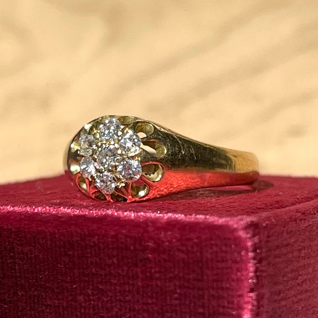 Victorian Old European Cut Diamond Cluster Ring 1902