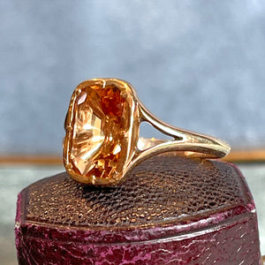 Antique Georgian 15k Foiled Topaz Ring with Closed Back Setting
