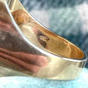 Antique Edwardian Round Agate Ring 15k Gold