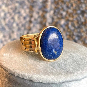 Stunning Antique Lapis Lazuli Ring 15k Gold