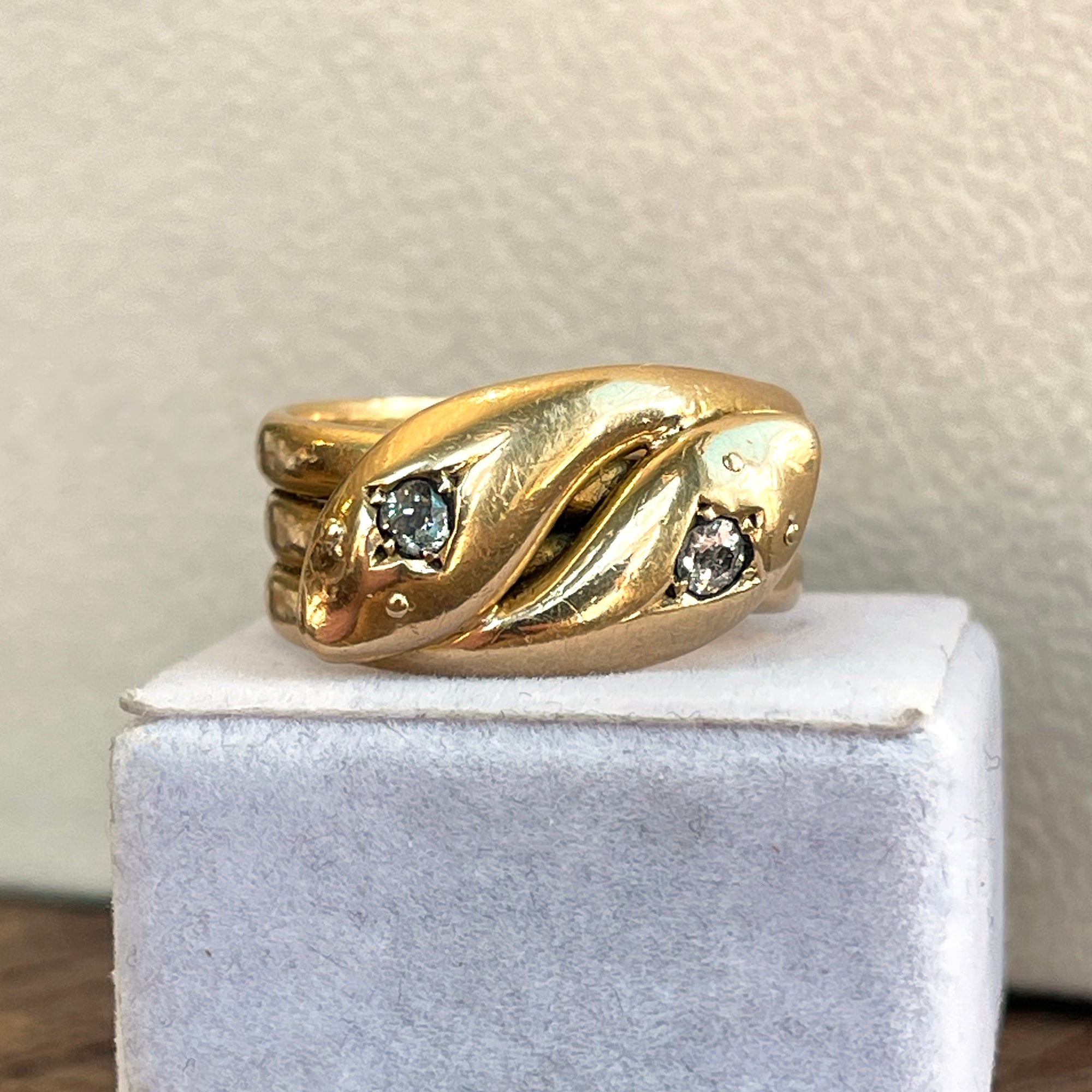 Edwardian Double Snake Diamond Ring Gentlemans Hallmarked 1912