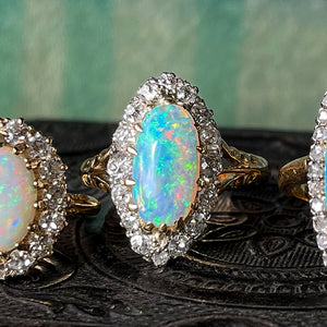 Antique Opal Diamond Marquis Ring