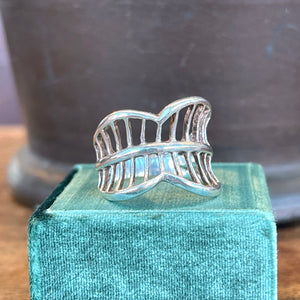 Mid-Century Scandinavian Silver Abstract Leaf Ring