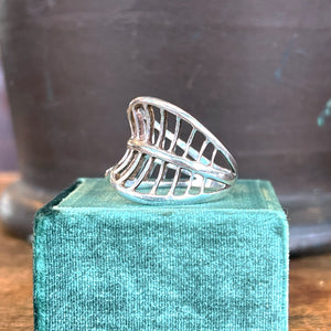 Mid-Century Scandinavian Silver Abstract Leaf Ring