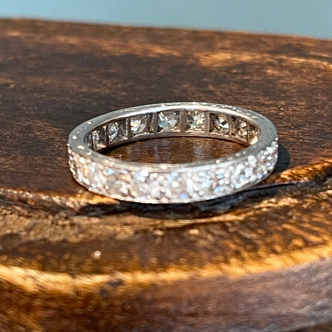 Art Deco Diamond Platnium Eternity Band Size 7 US