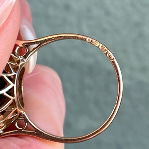 Antique Siberian Amethyst Diamond Cluster Ring 14k Gold