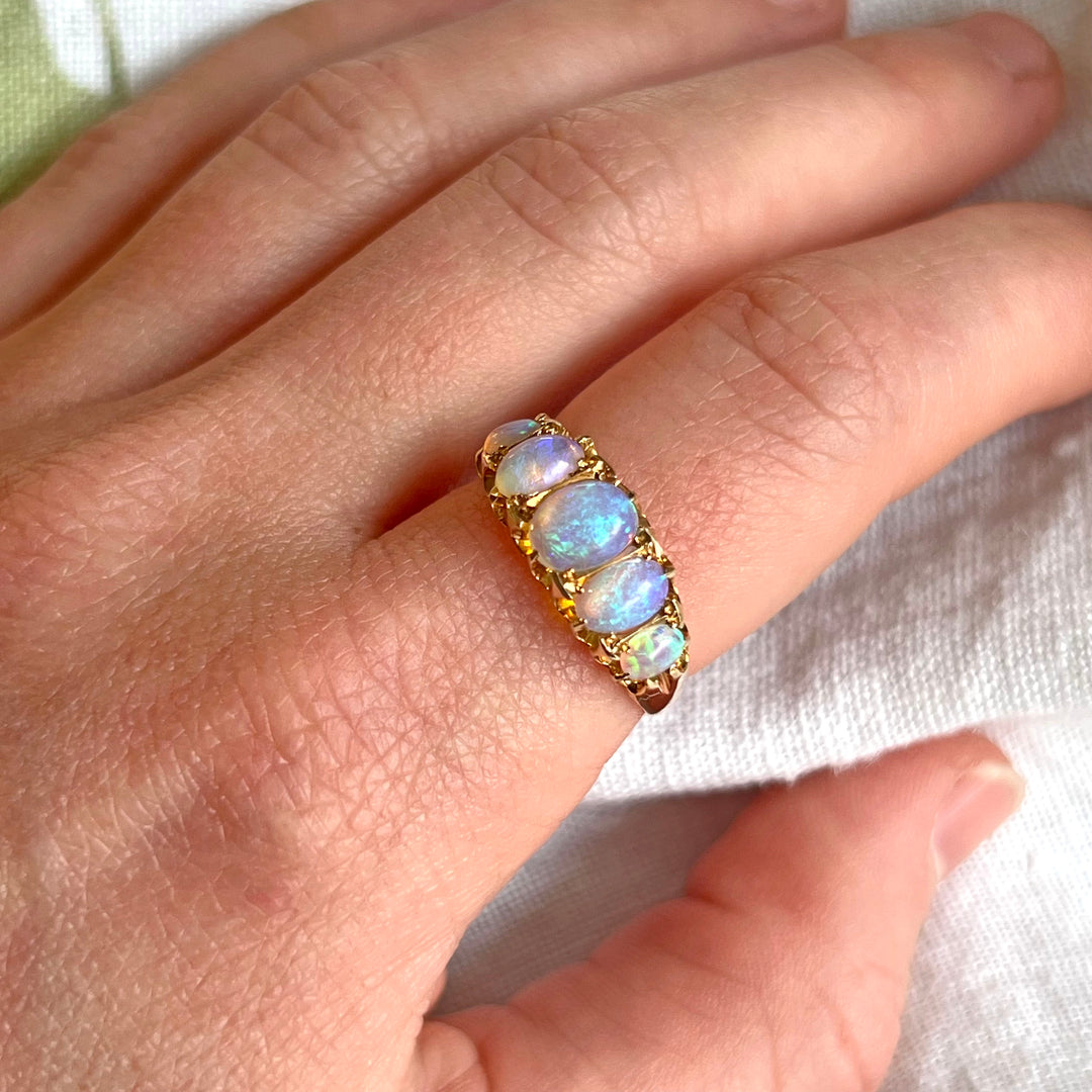 Antique Victorian Opal Gold Ring, Birmingham 1911