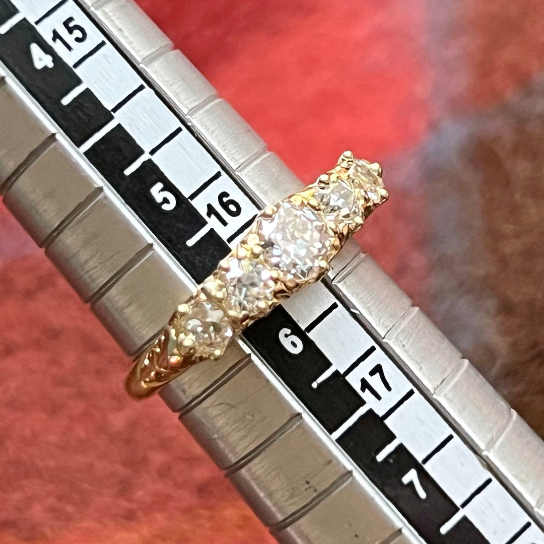 Edwardian 5 Stone Diamond Ring 18k Gold, Chester 1908