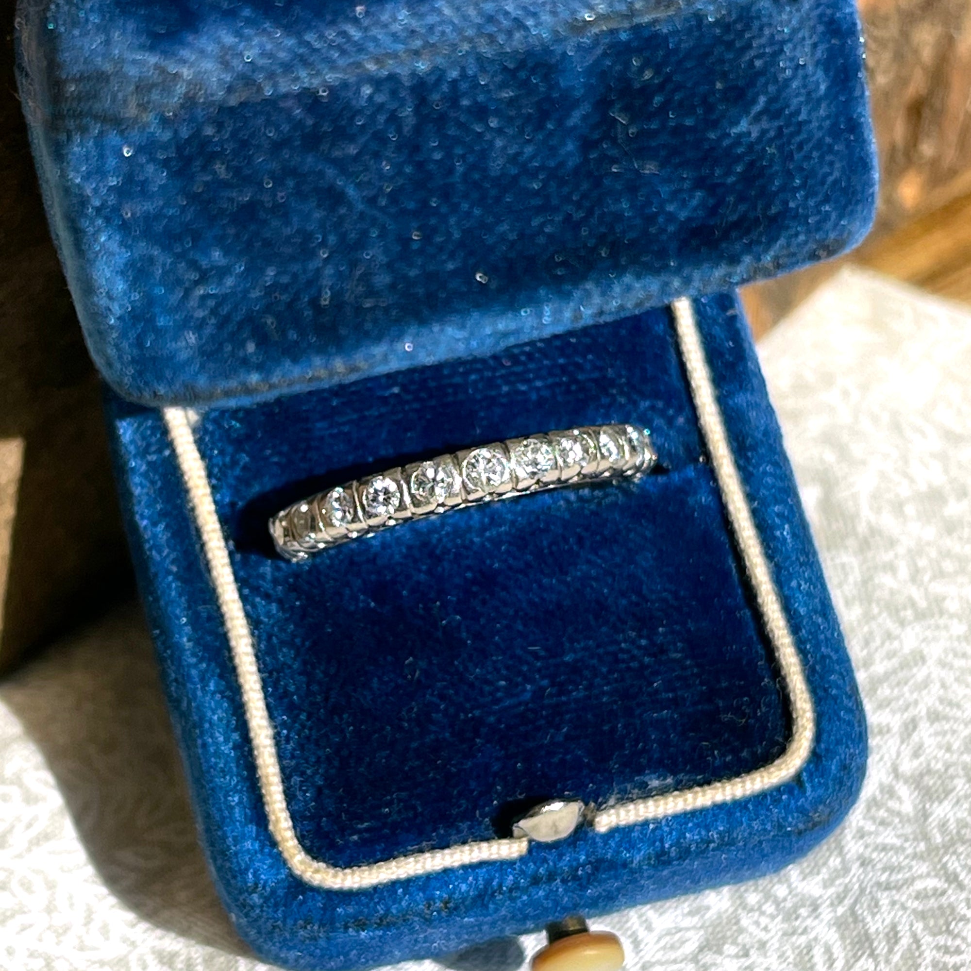 Mid Century 1950s Platinum Diamond Eternity Band Ring Wedding