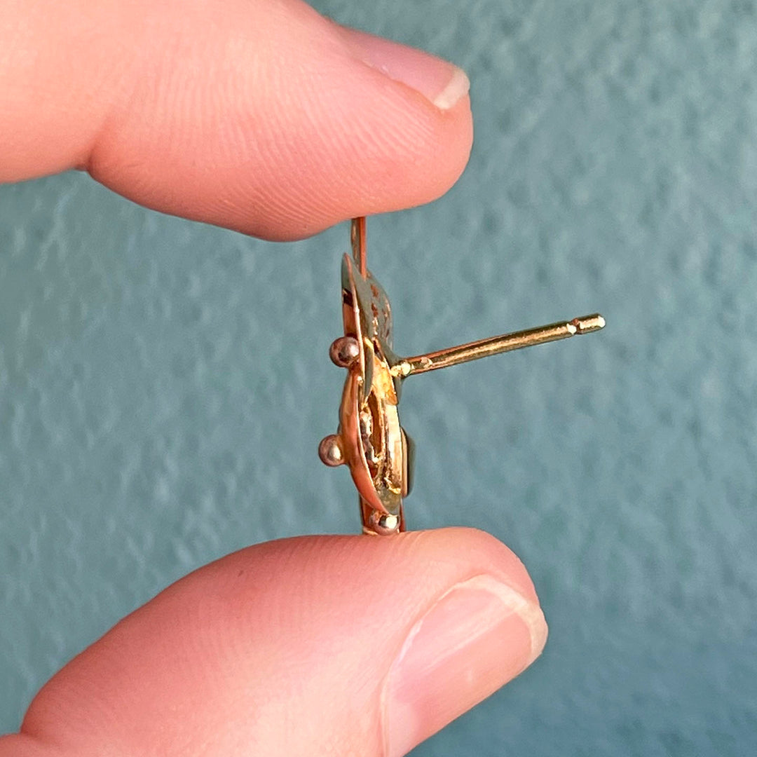 Retro Mid-Century 18k Gold Bow Earrings 1950s