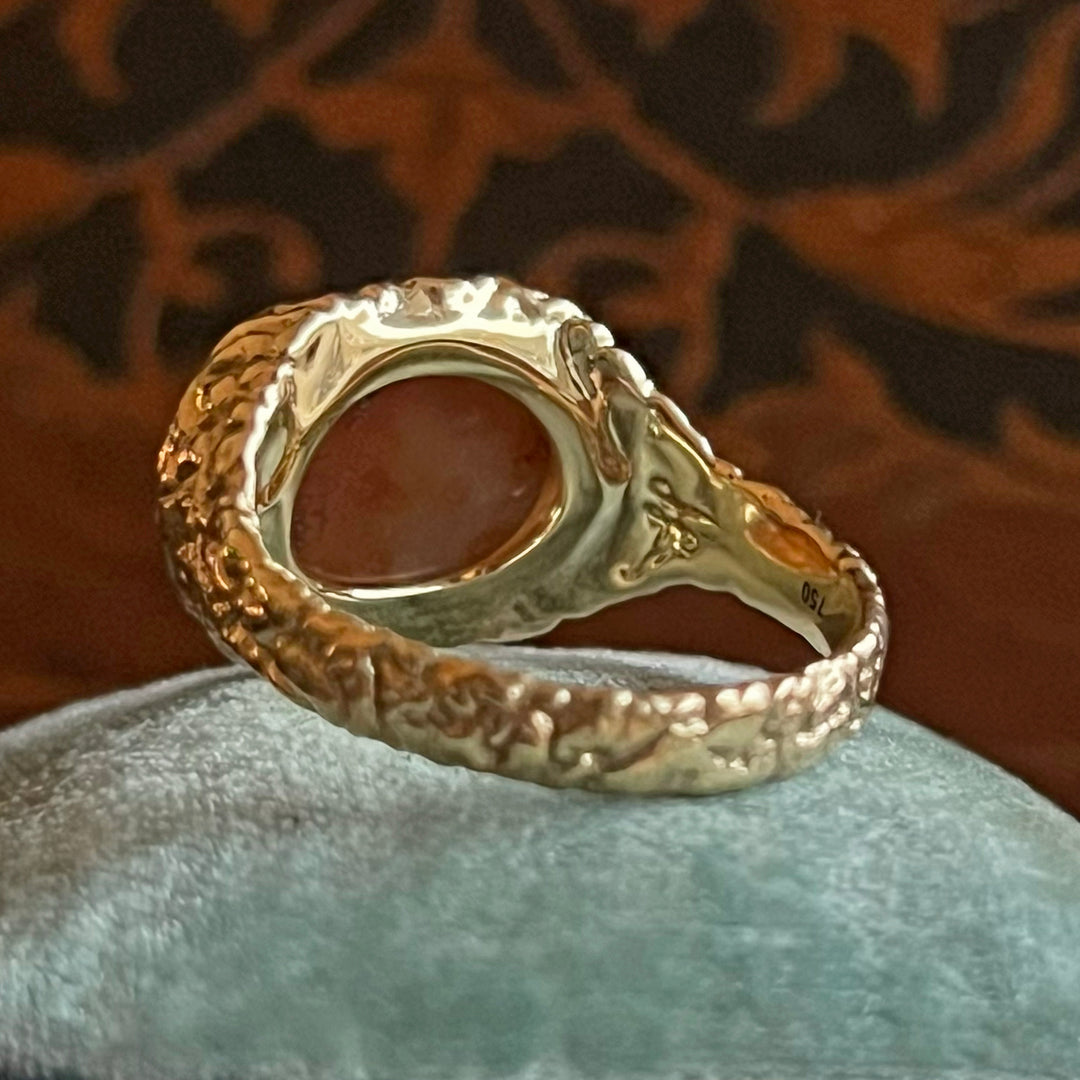 Roman Carnelian Intaglio Ring in 18k Gold in Vintage Mount