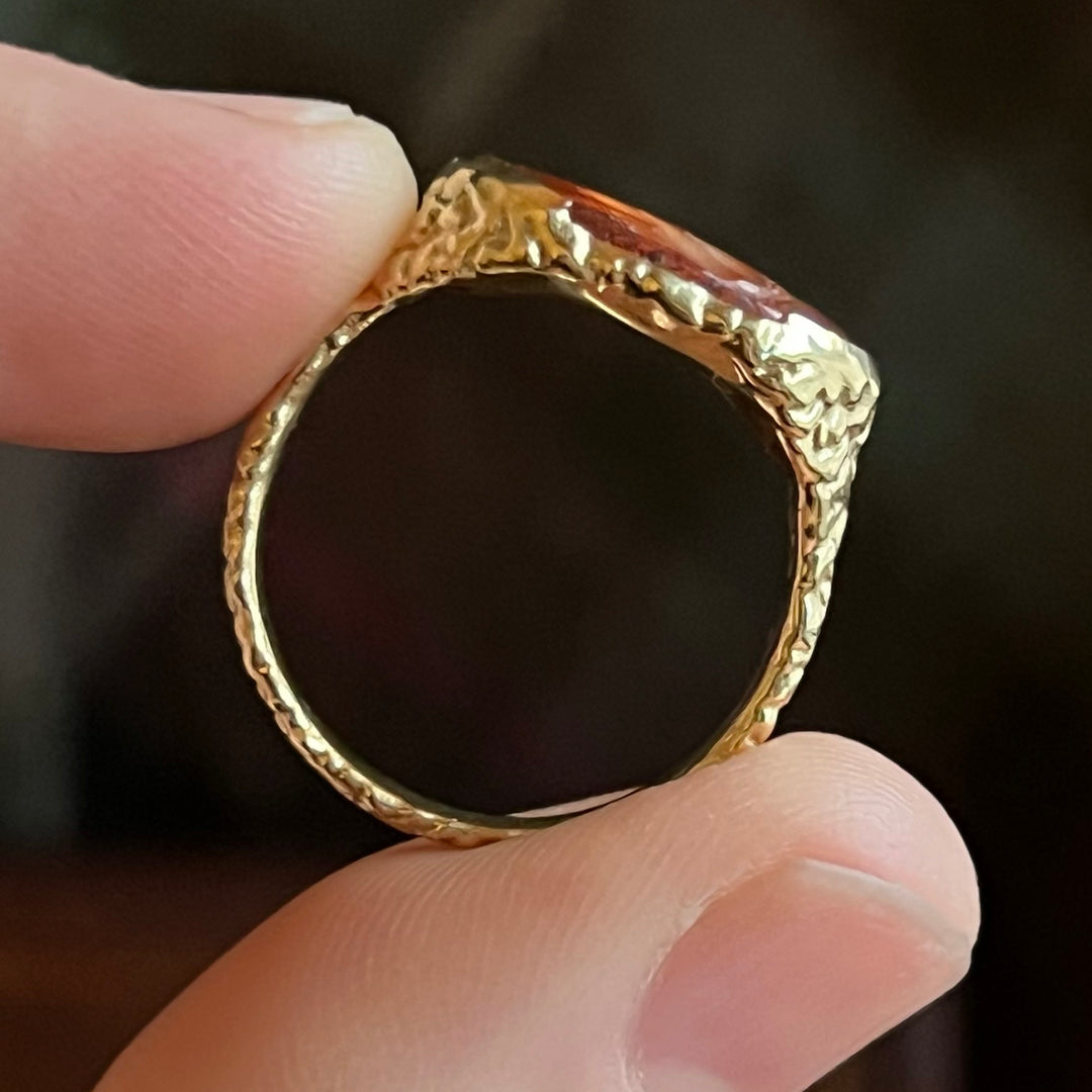 Roman Carnelian Intaglio Ring in 18k Gold in Vintage Mount