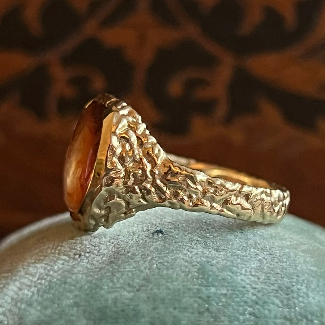 Roman Carnelian Intaglio Ring in 18k Gold in Vintage Mount