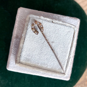 English Victorian Horseshoe Pearl Stick Pin