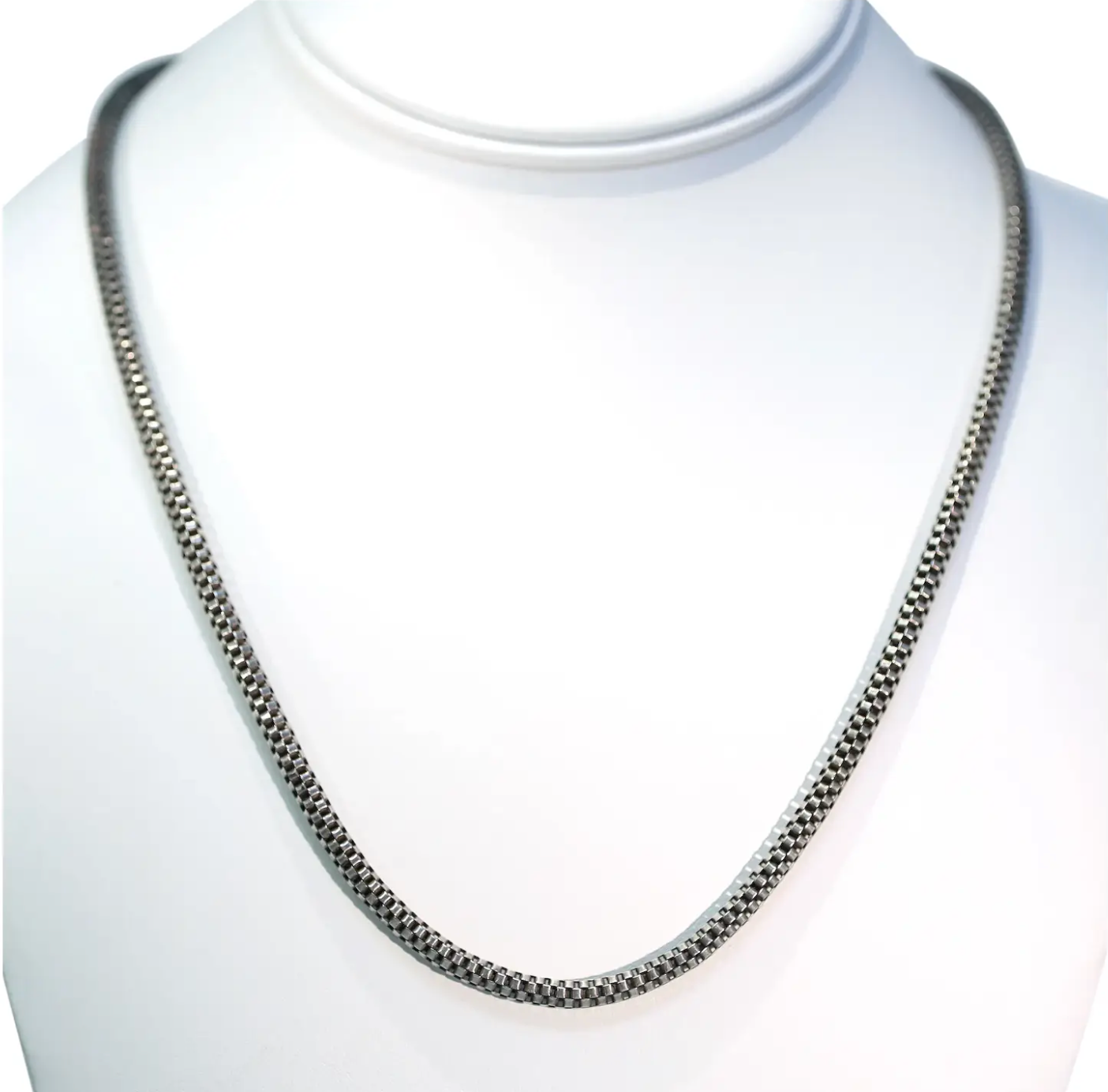 Antique Victorian Silver Snake Style Chain Necklace 20"