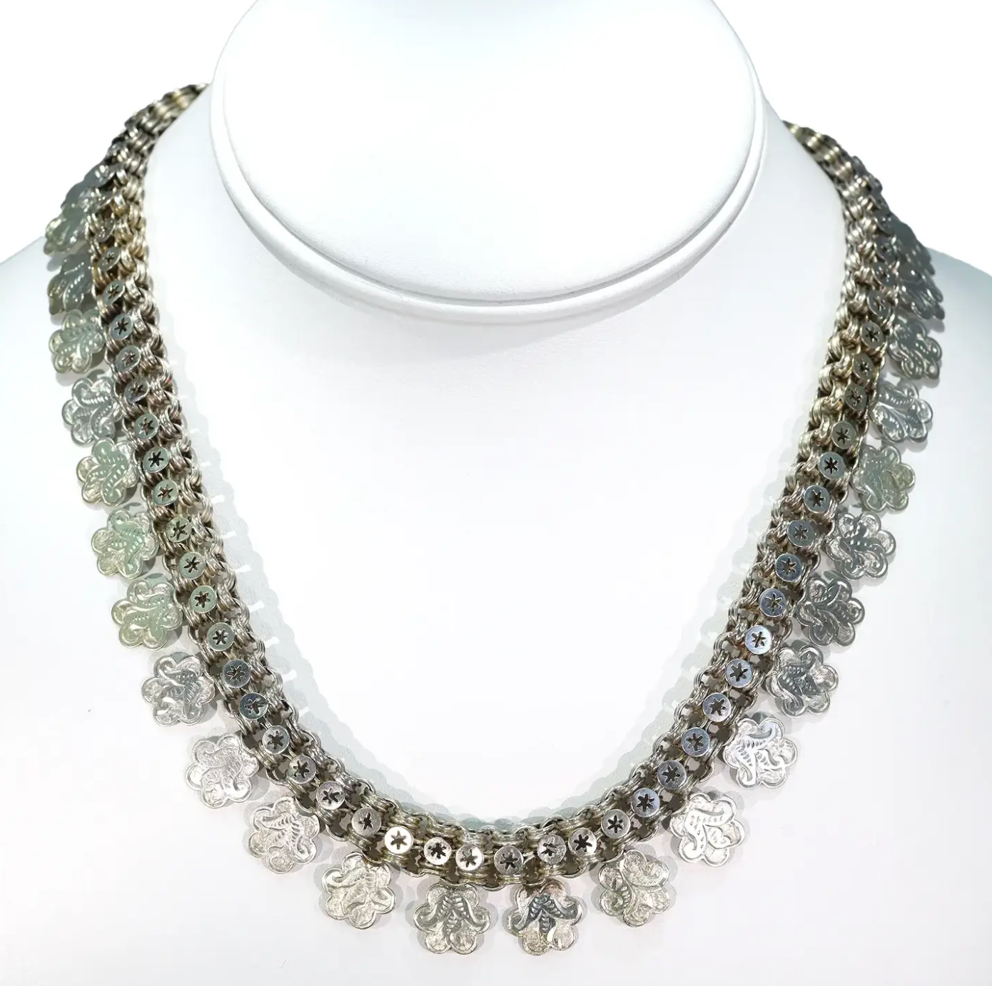 Antique Victorian Sterling Silver Collar Necklace c. 1880