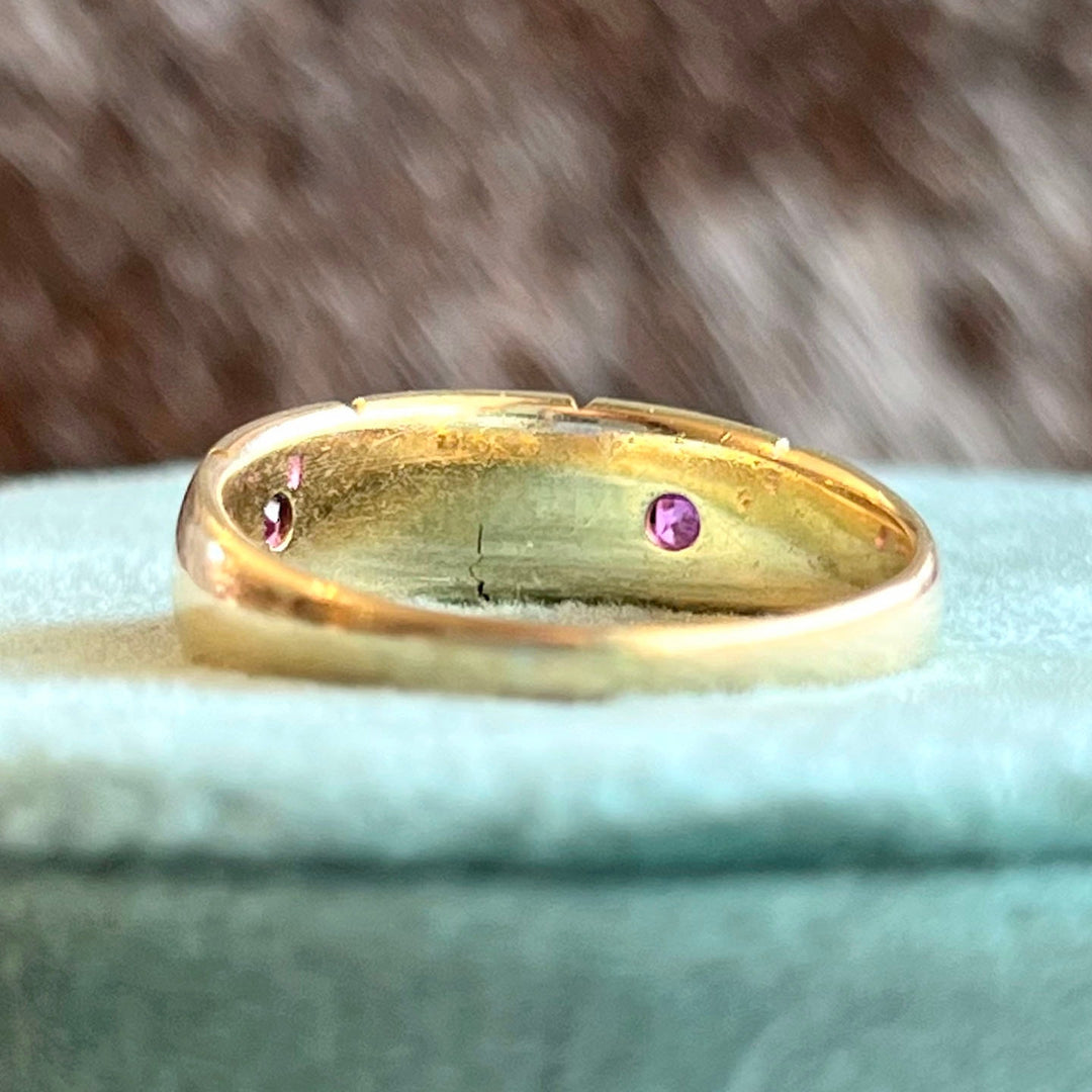 Victorian 18k Gold Ruby Pearl,Ring Birmingham 1895