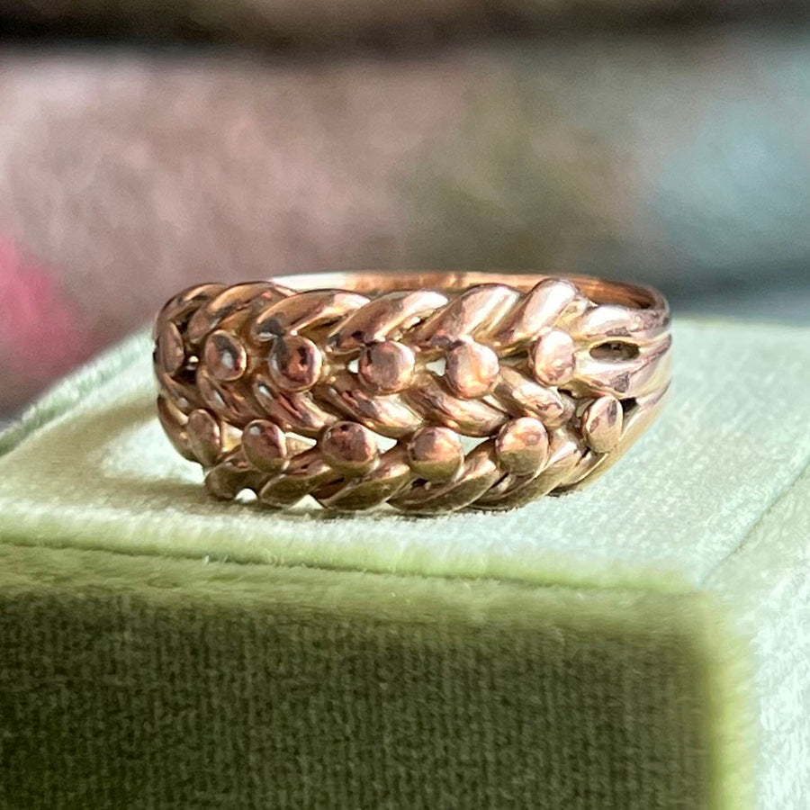 Victorian 9 karat gold keeper ring Birmingham 1889