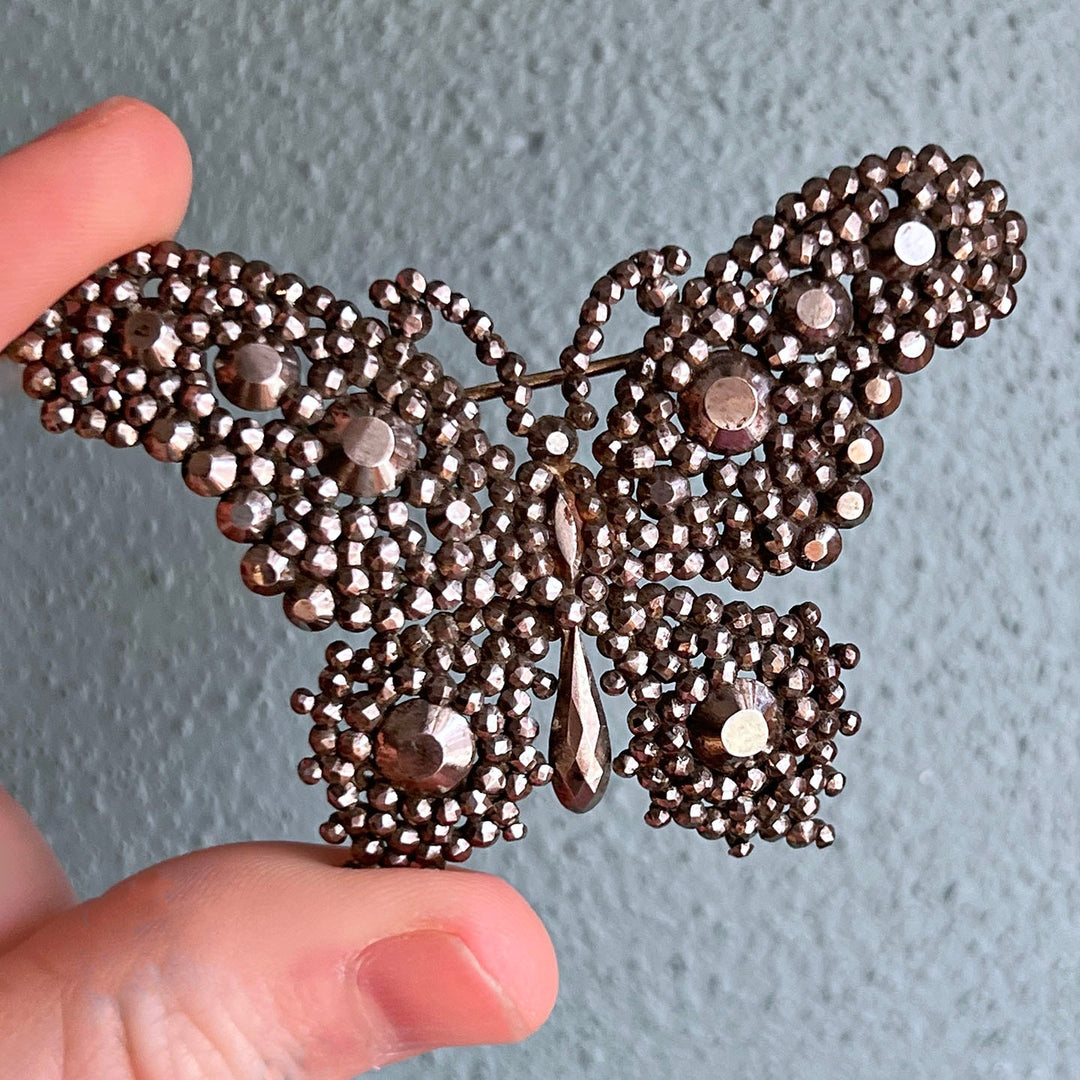Handcrafted Victorian cut steel brooch