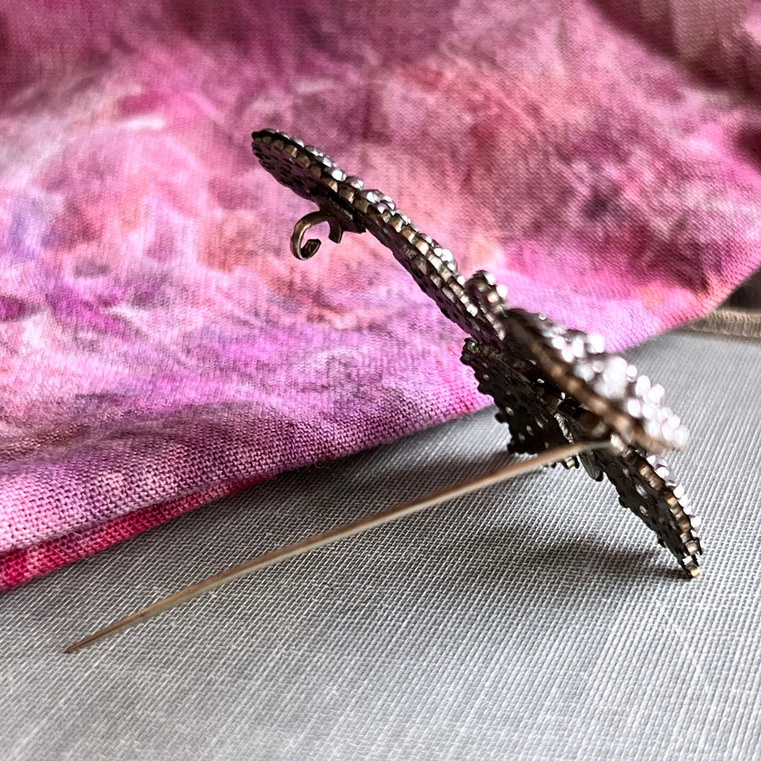 Antique butterfly brooch with sparkling cut steel