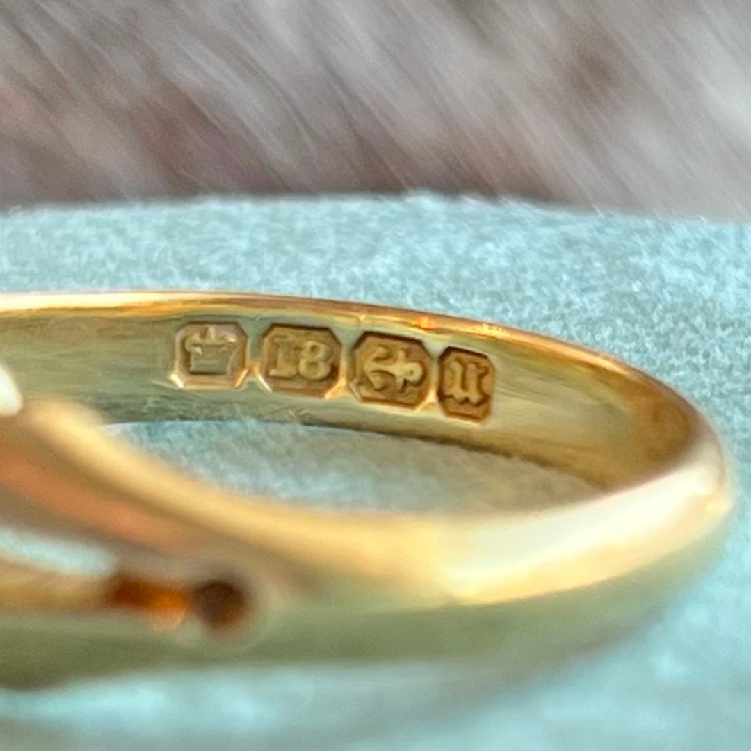 Victorian Diamond Solitaire Ring 18k Gold Birmingham 1894