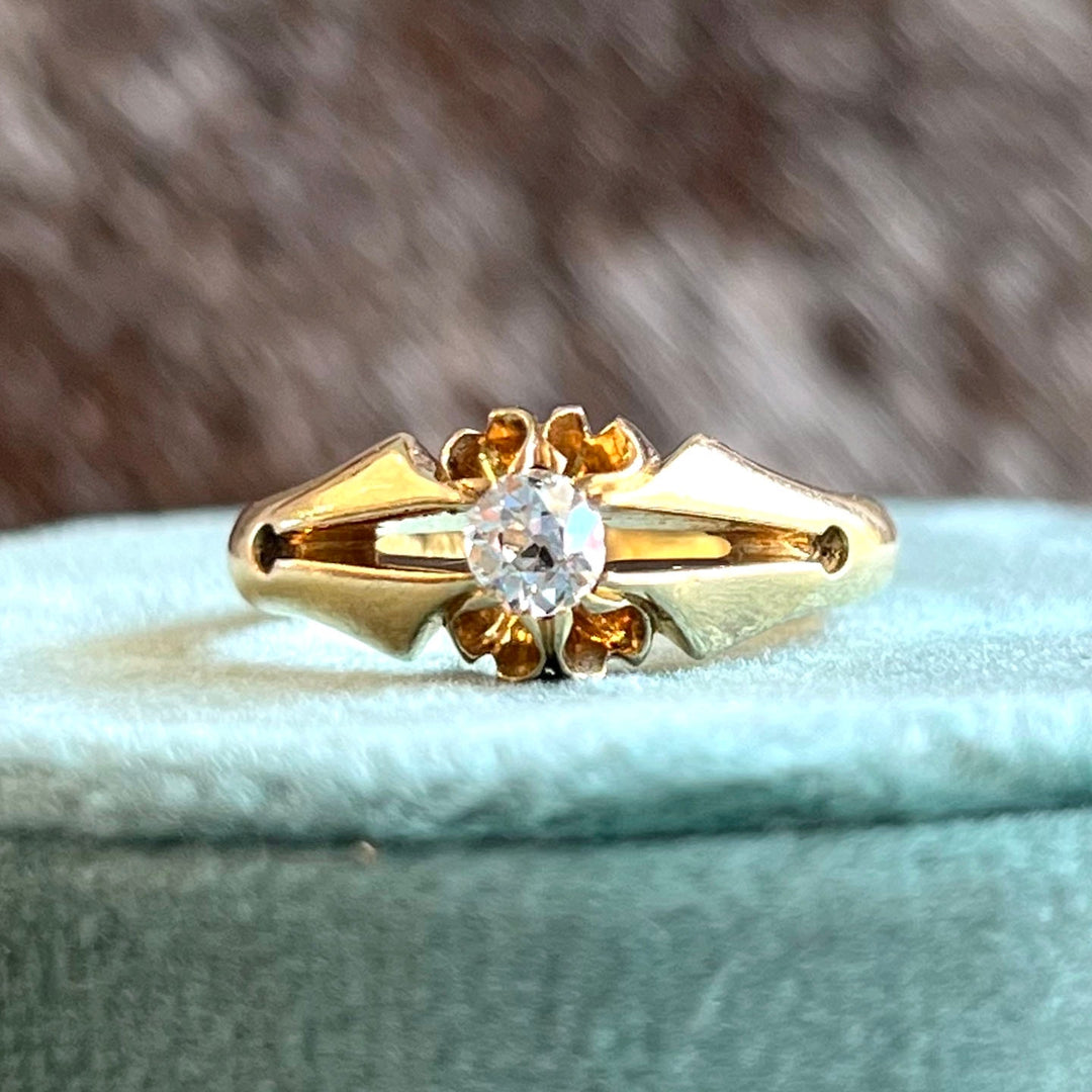 Victorian Diamond Solitaire Ring 18k Gold Birmingham 1894