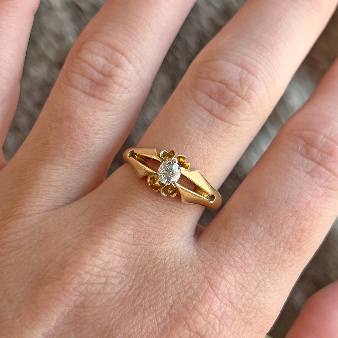 Victorian Diamond Solitaire Ring 18k Gold Birmingham 1894