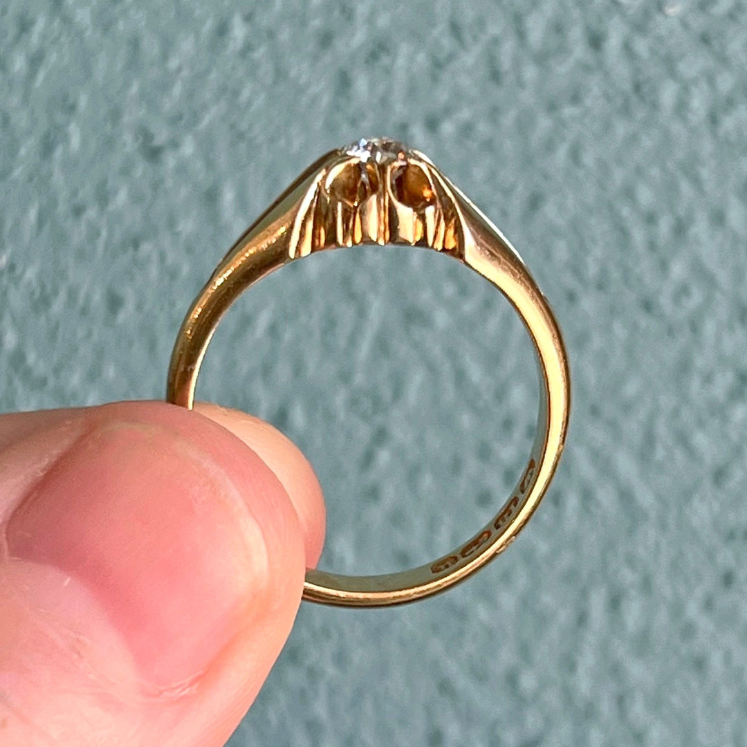 Victorian Diamond Solitaire Ring 18k Gold Birmingham 1894