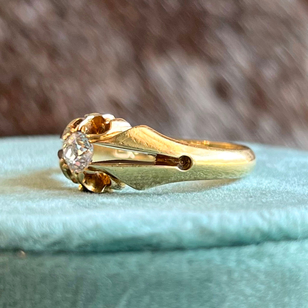 Victorian Diamond Solitaire Ring 18k Gold Birmingham 1894