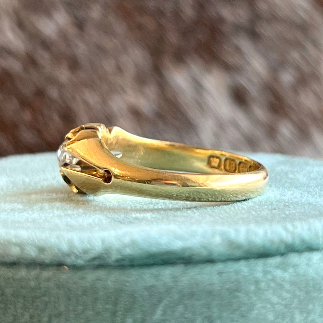 Victorian Diamond Solitaire Ring 18k Gold Birmingham 1894