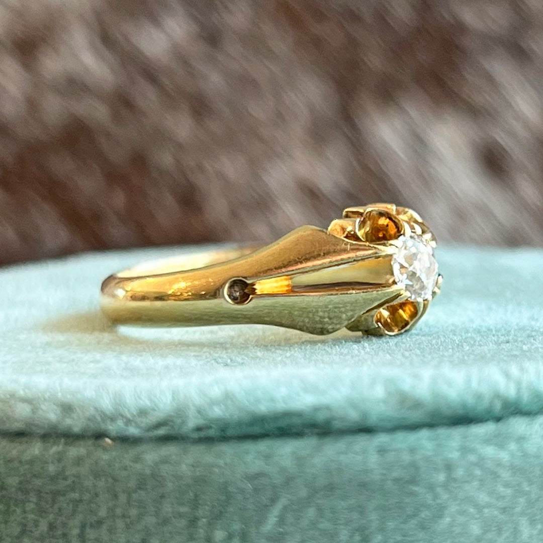 Victorian Diamond Solitaire Ring 18k Gold Birmingham 1894