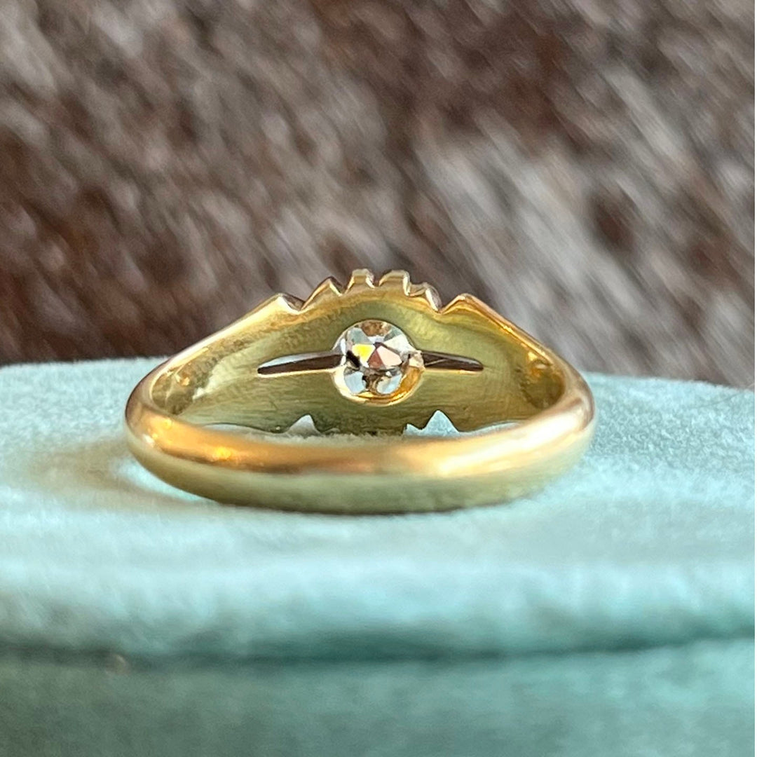 Victorian Diamond Solitaire Ring 18k Gold Birmingham 1894