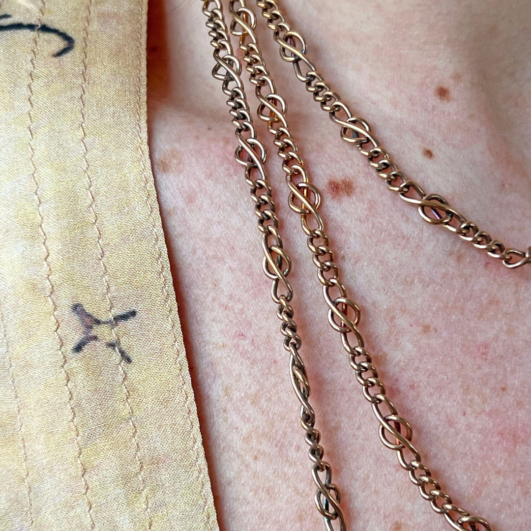 Victorian French FIX Long Guard Chain Gold Filled Necklace