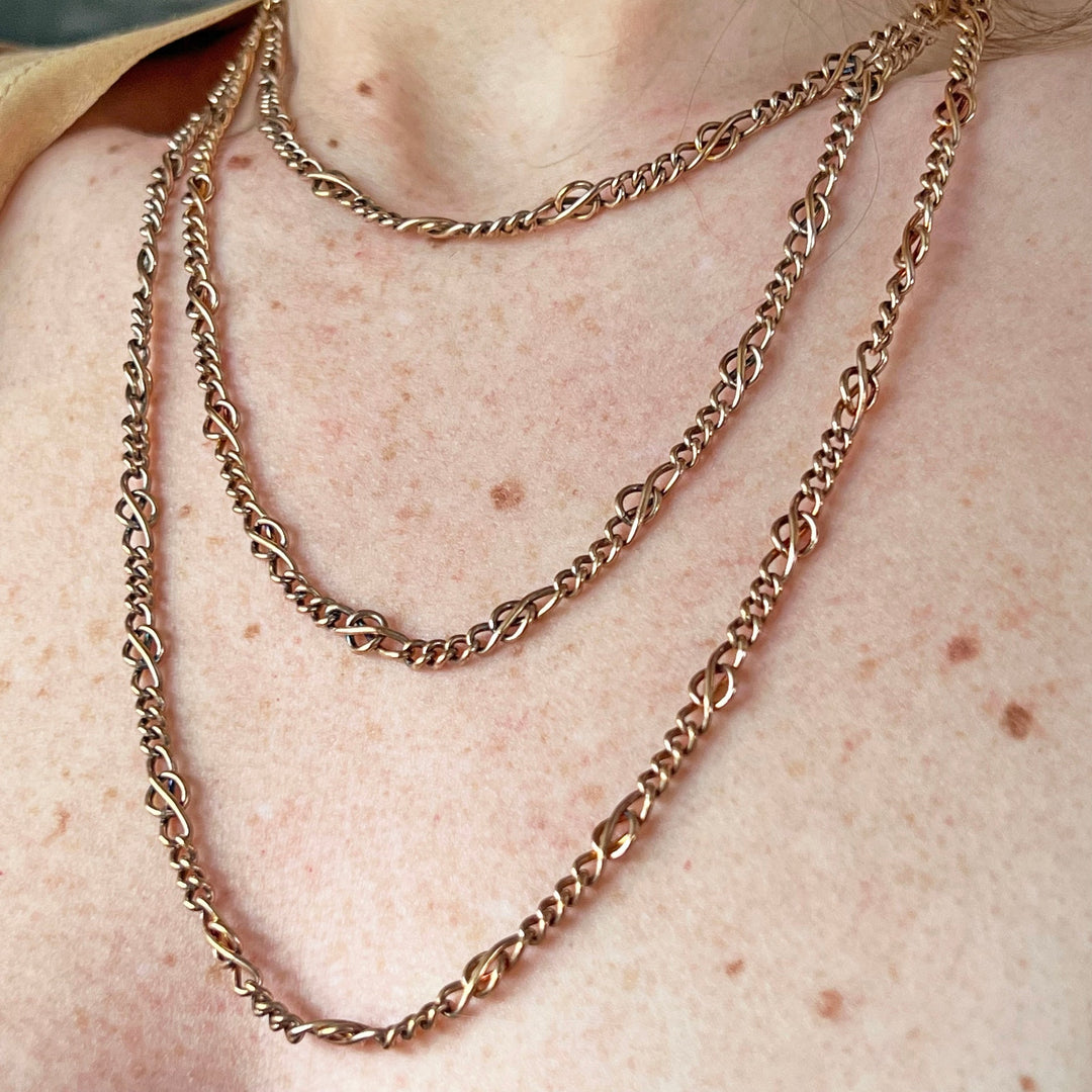 Victorian French FIX Long Guard Chain Gold Filled Necklace