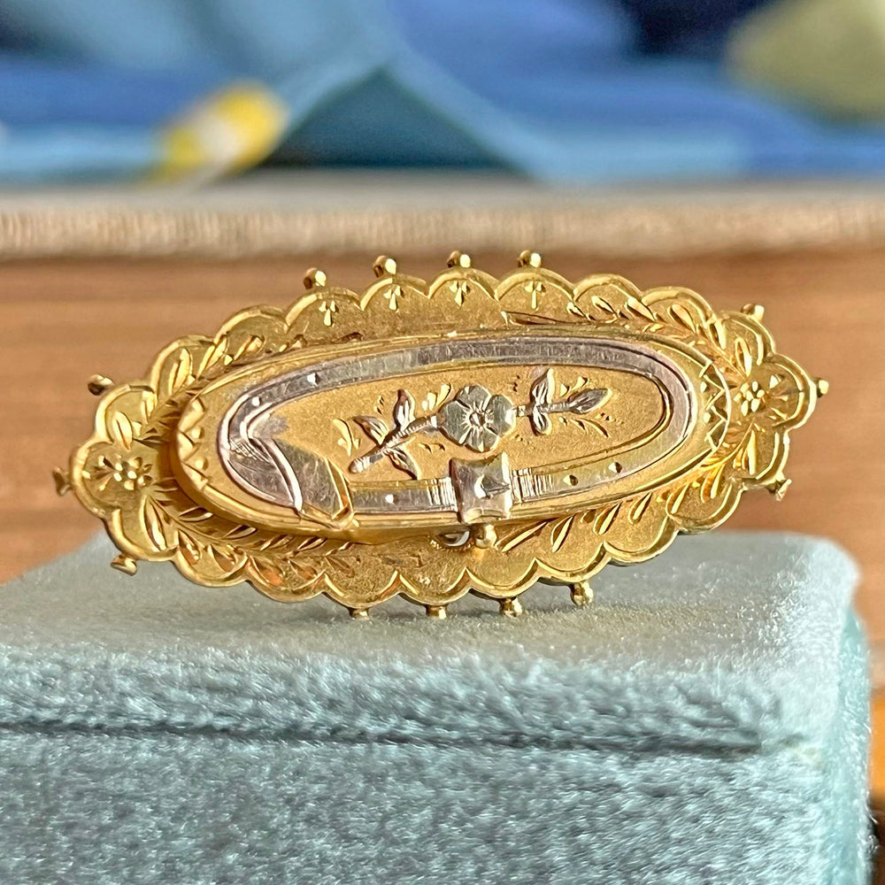 Victorian Hidden Message Brooch Pin 'Forget Me Not'