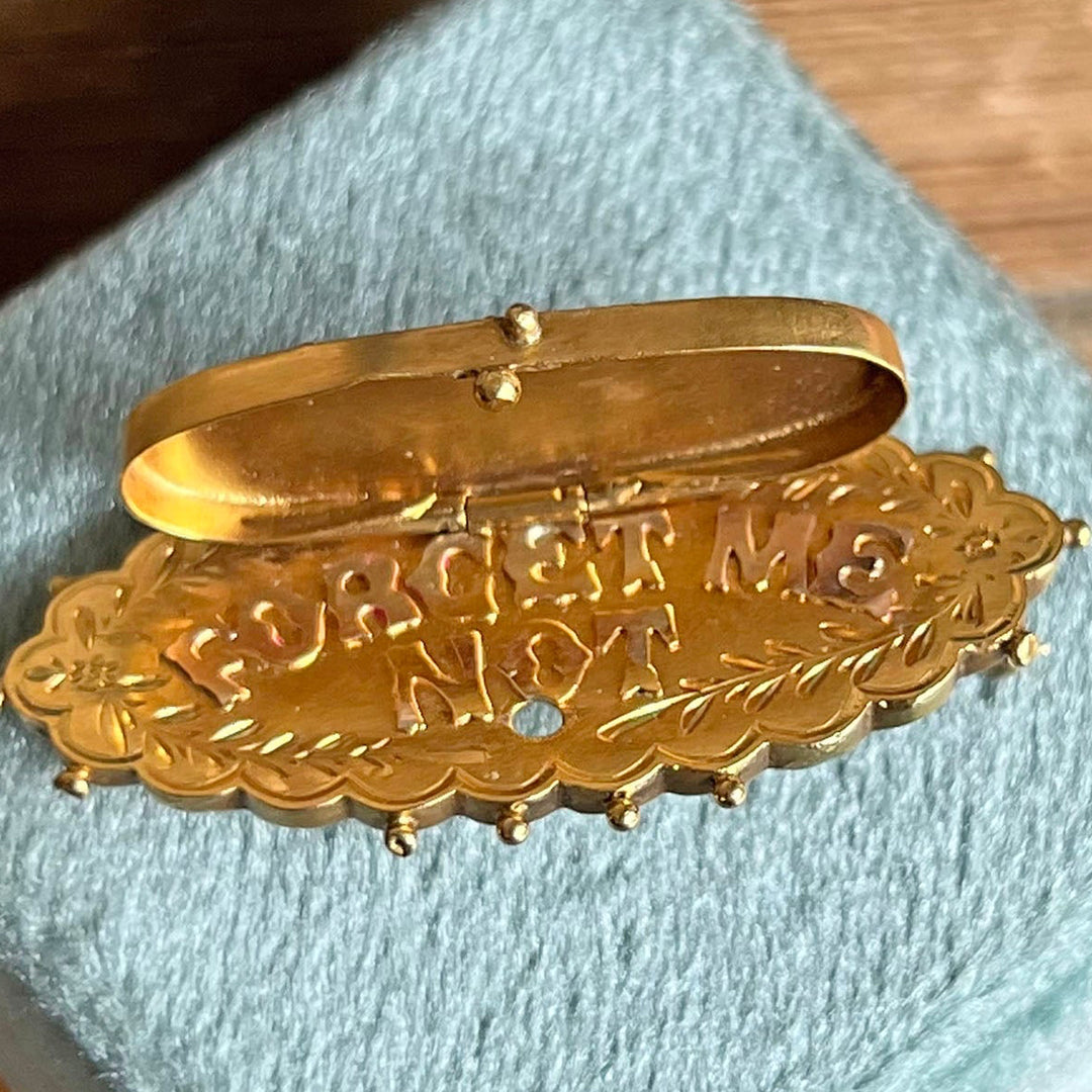 Victorian Hidden Message Brooch Pin 'Forget Me Not'