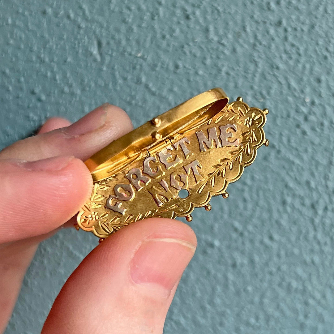 Victorian Hidden Message Brooch Pin 'Forget Me Not'