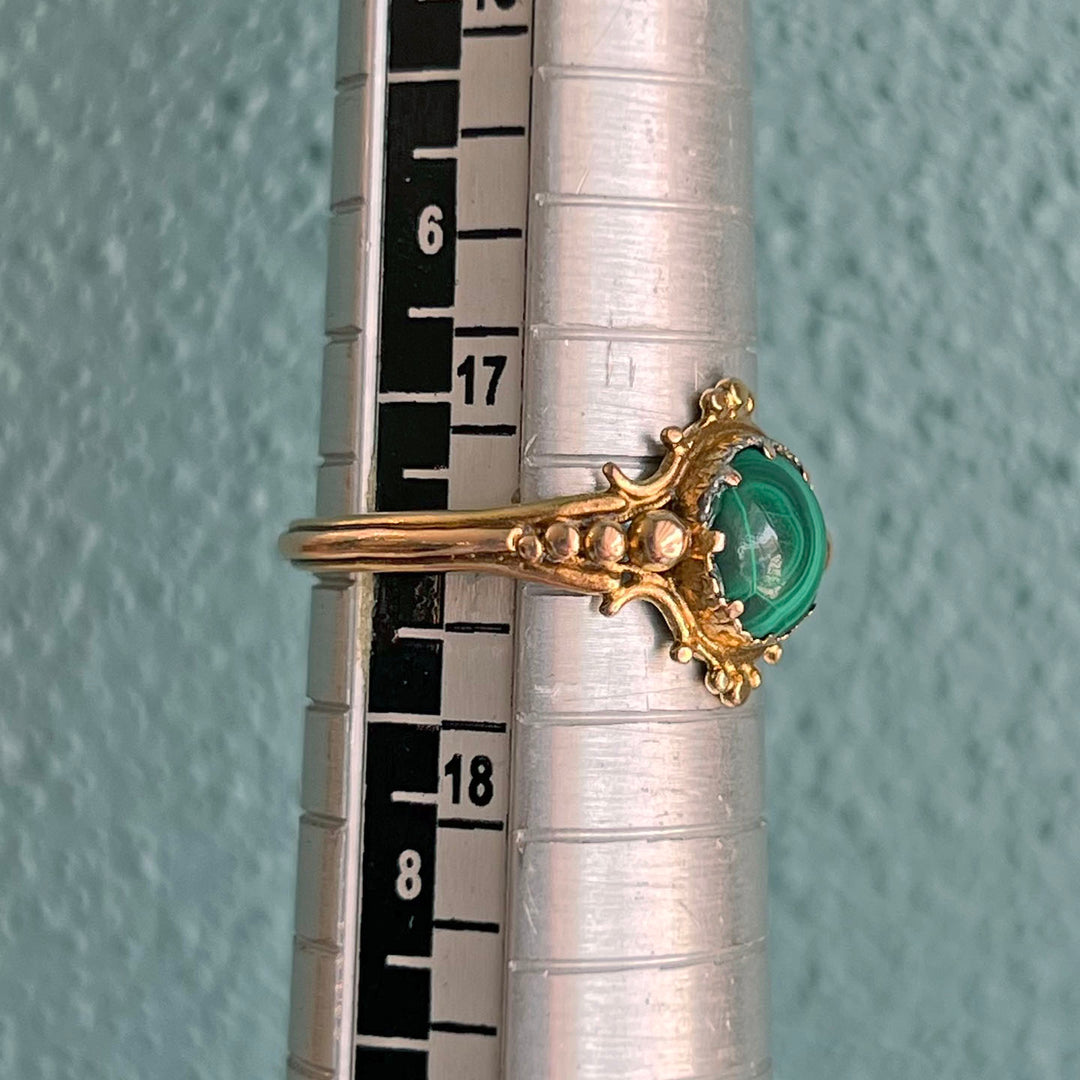 Victorian Malachite Solitaire Gold Ring