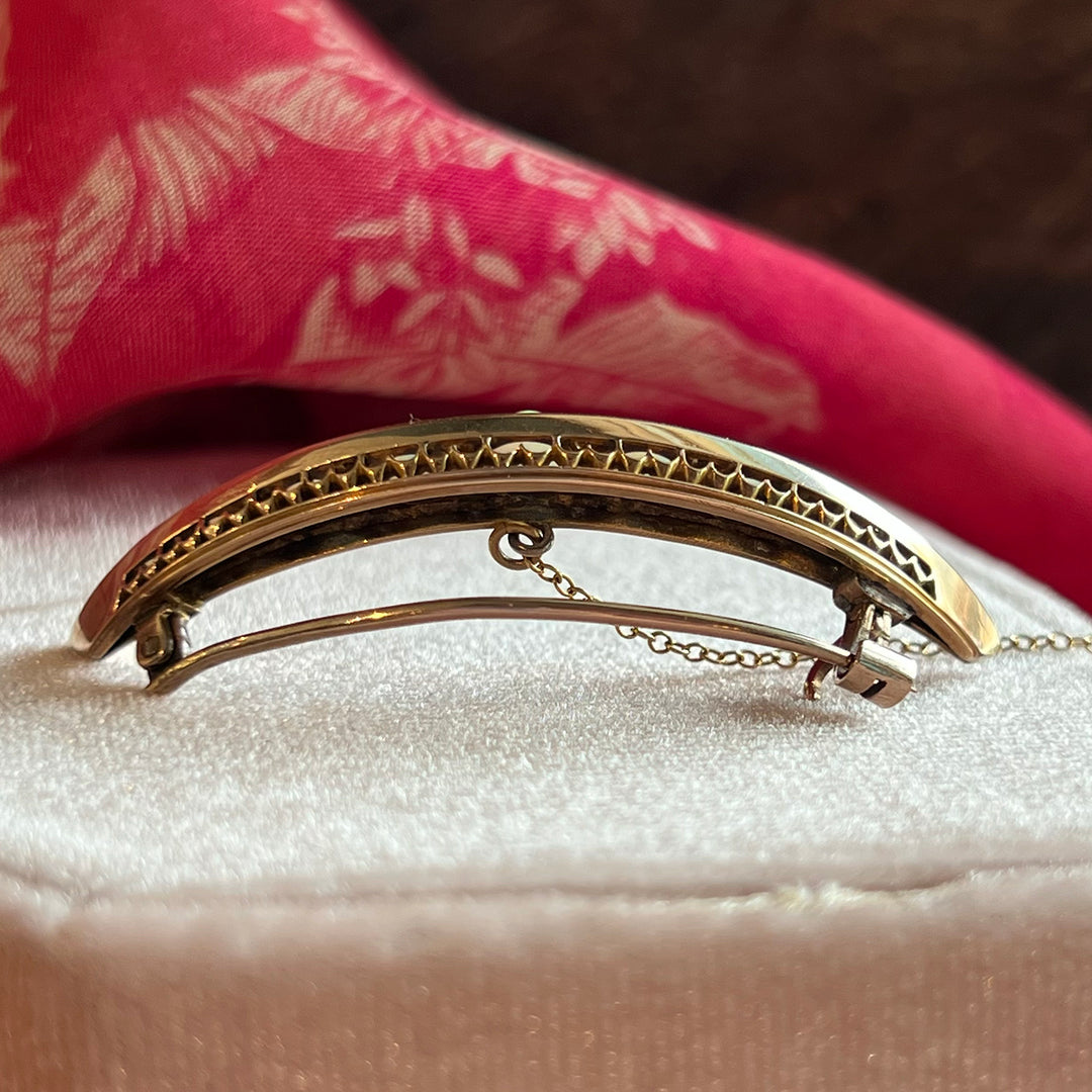 Victorian Opal and Diamond Crescent Brooch, c. 1890