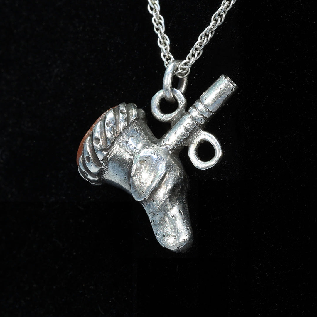 Victorian silver dog head watch fob