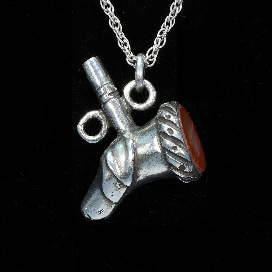 Victorian silver dog head watch fob