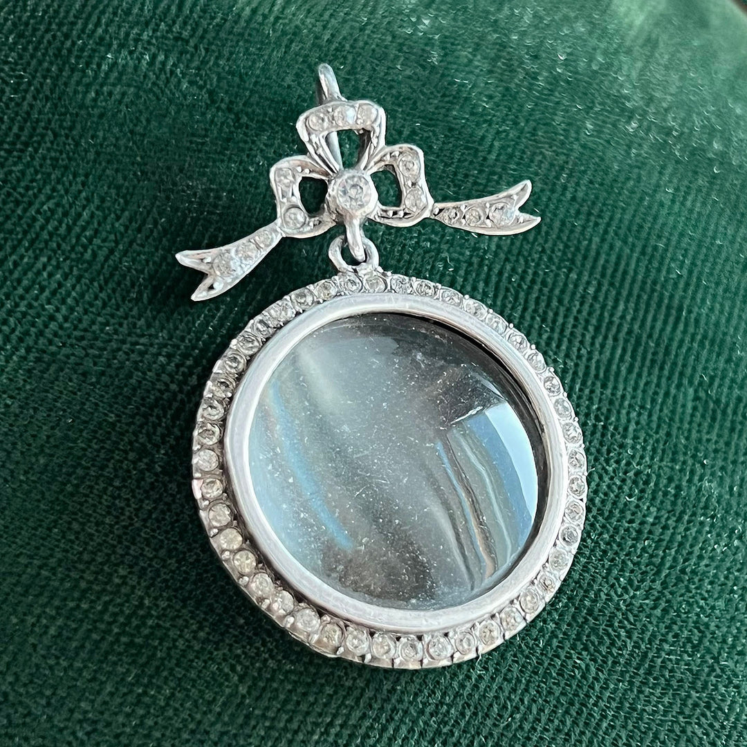 Victorian silver bow frame locket