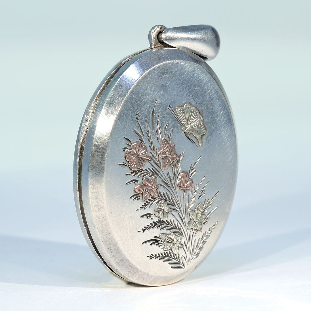 Victorian nature inspired silver keepsake locket