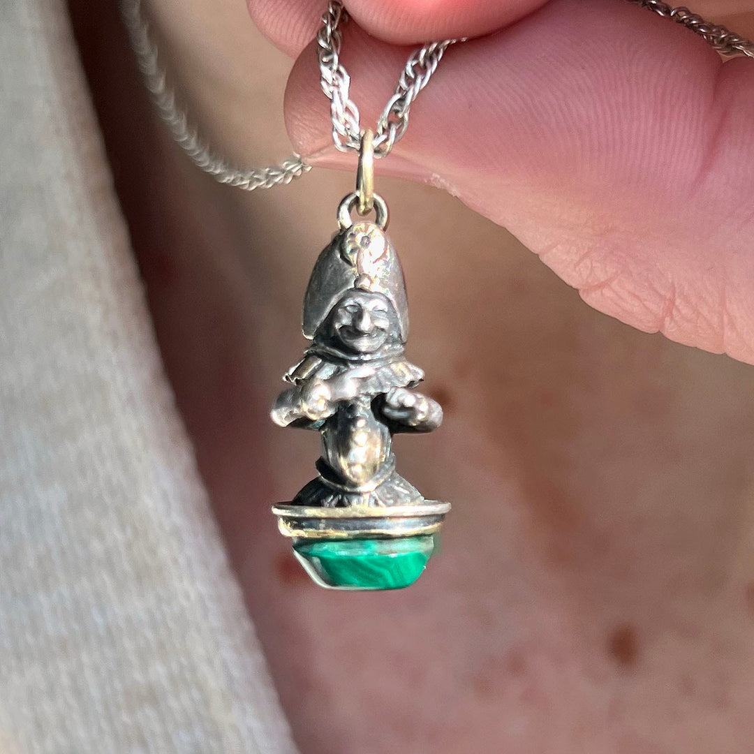 Malachite silver novelty charm